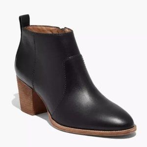 MADEWELL Shoes Women's Black Leather BRENNER Ankle Boots Booties
